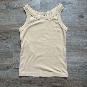 Vintage 70s Neutral Beige Muscle Tank Top